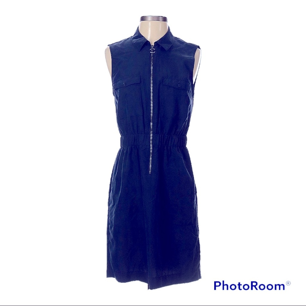 Express Women Casual Shirt Dress Navy Blue Size S Sleeveless